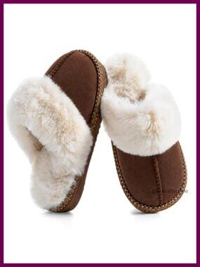Fuzzy Memory Foam House Slippers Closed Toe Plush Cozy Indoor